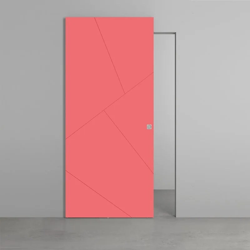 Porta scorrevole Oblique in legno rosso, L 101 x H 230 cm, con binario Invisibile Destra