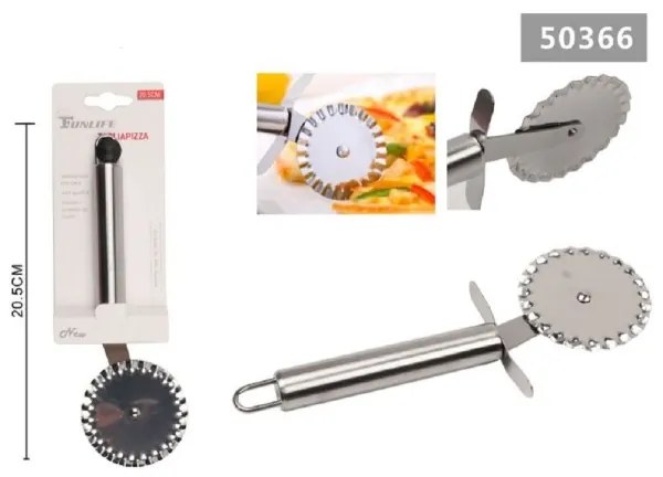 Trade Shop - Rotella Tagliapizza In Acciaio 20.5 Cm Cucina Lama Dentata Coltello Ruota 50366