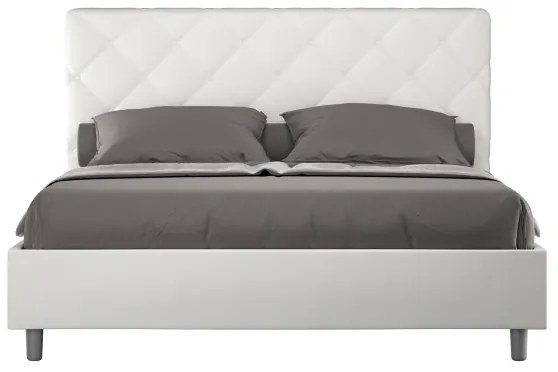 Letto matrimoniale contenitore imbottito 160x190 similpelle bianco Priya