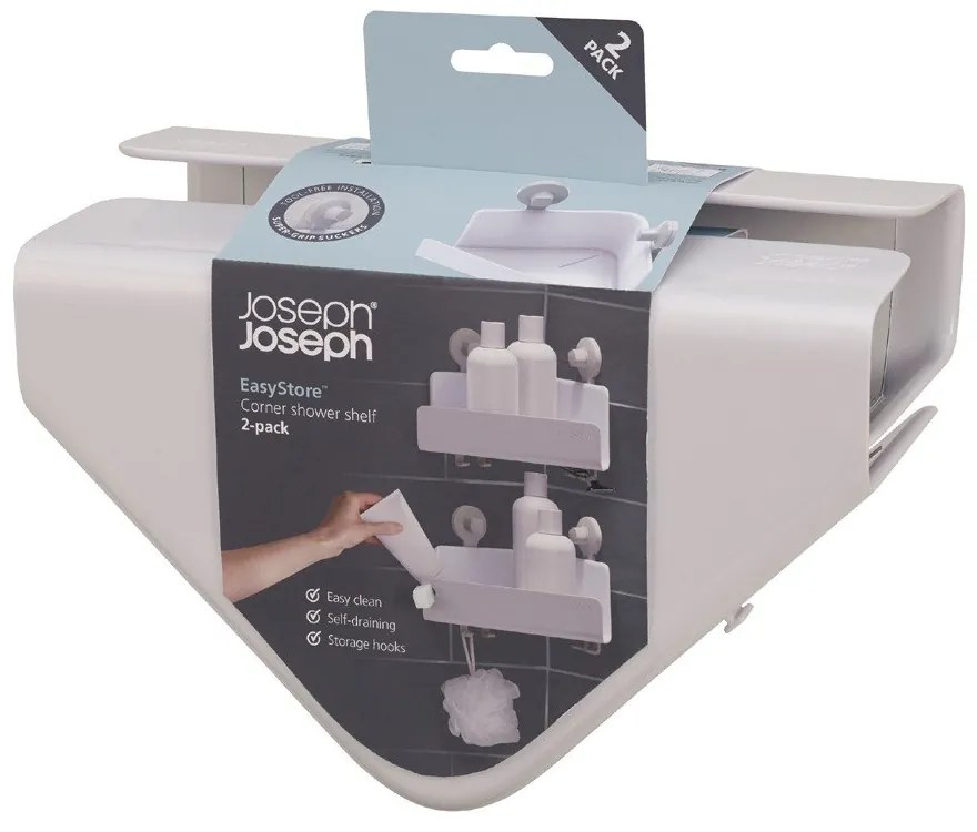 Set di 2 mensole angolari bianche autoportanti in plastica per il bagno EasyStore - Joseph Joseph