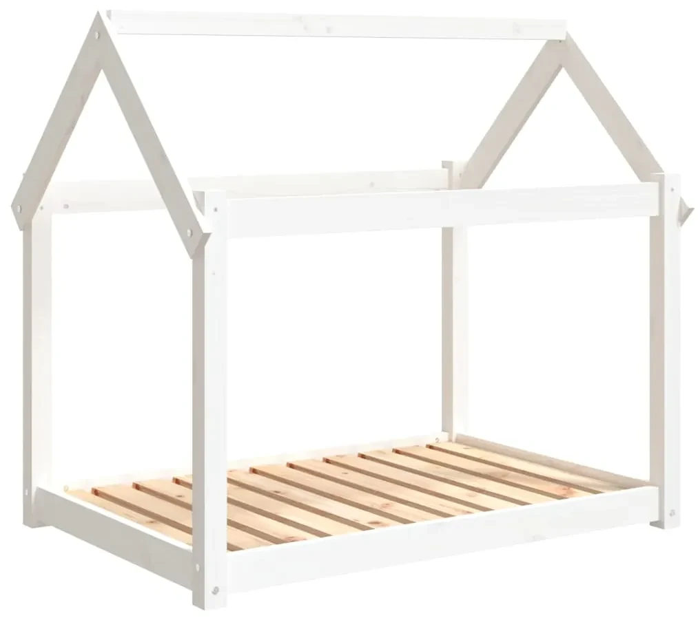 Cuccia per cani bianca 101x70x90 cm in legno massello di pino