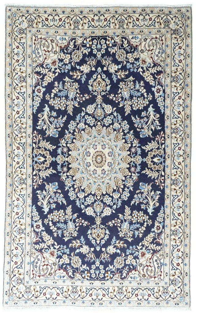 Nain Tappeto persiano 200 x 130 Blu (Iran) Annodato A Mano