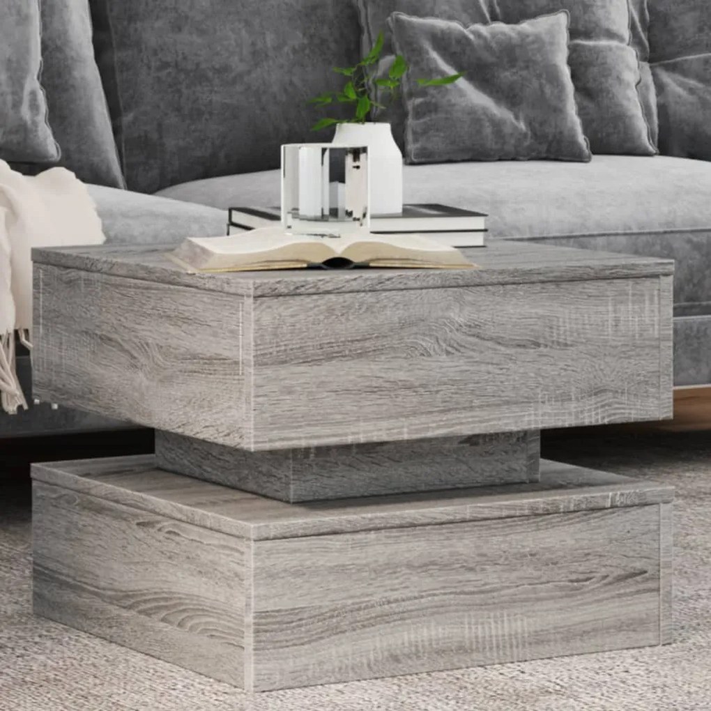Tavolino Da Salotto Con Luci Led Grigio Sonoma 50x50x40 Cm /