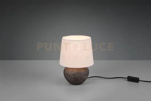 Lou lampada da tavolo base ceramica marrone anticata con paralume s...