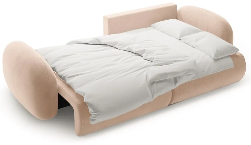 Divano angolare beige allungabile/con contenitore con rivestimento in velluto Tonale – Cosmopolitan Design