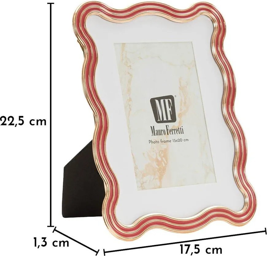 Cornice rossa/dorata in metallo/in vetro verticale con sostegno 17,5x22,5 cm Elizabeth – Mauro Ferretti