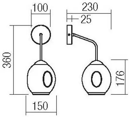 Redo 01-2617 - Applique PIERCE 1xE27/42W/230V oro/fumé