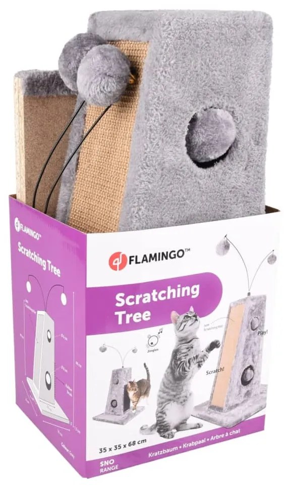 Flamingo albero tiragraffi per gatti lara 35x35x68 cm grigio