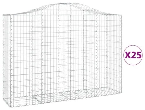 Cesti Gabbioni ad Arco 25 pz 200x50x140/160 cm Ferro Zincato