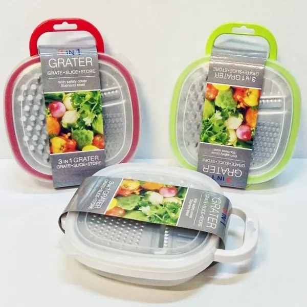 Trade Shop - Grattugiera In Acciaio Con Contenitore E Coperchio Grattugia Formaggio Julienne