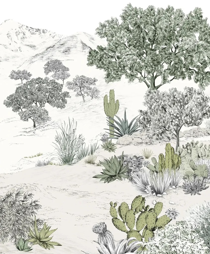 Isidore Leroy Carta da parati panoramica Succulentes Naturel - Panel A