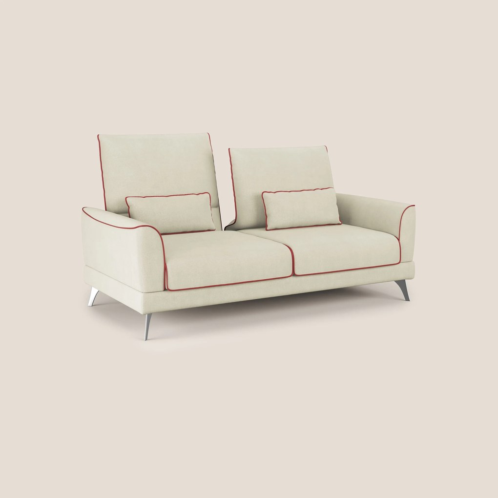 Tommy Divano relax bicolore con schienali traslanti in microfibra smacchiabile T11 panna - rosso