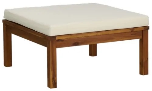 Set Divani da Giardino 5 pz con Cuscini Crema in Legno Acacia