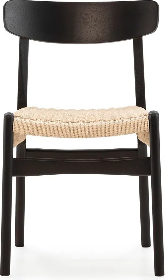 Sedie da pranzo in set nere in legno di cauciù massiccio 2 pz Biel – MOME