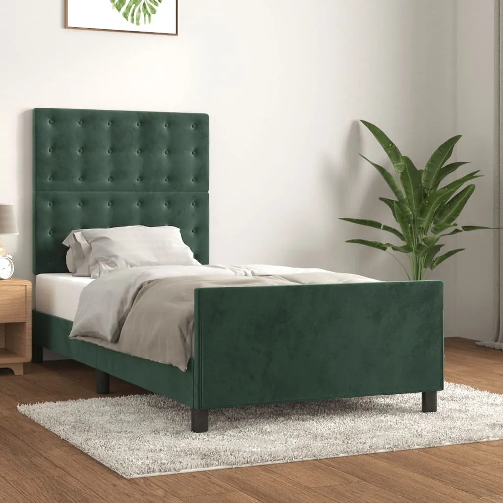 Giroletto Senza Materasso Verde Scuro 90x200 Cm İn Velluto /