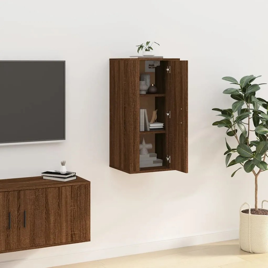 Mobile porta tv a parete rovere marrone 40x34,5x80 cm