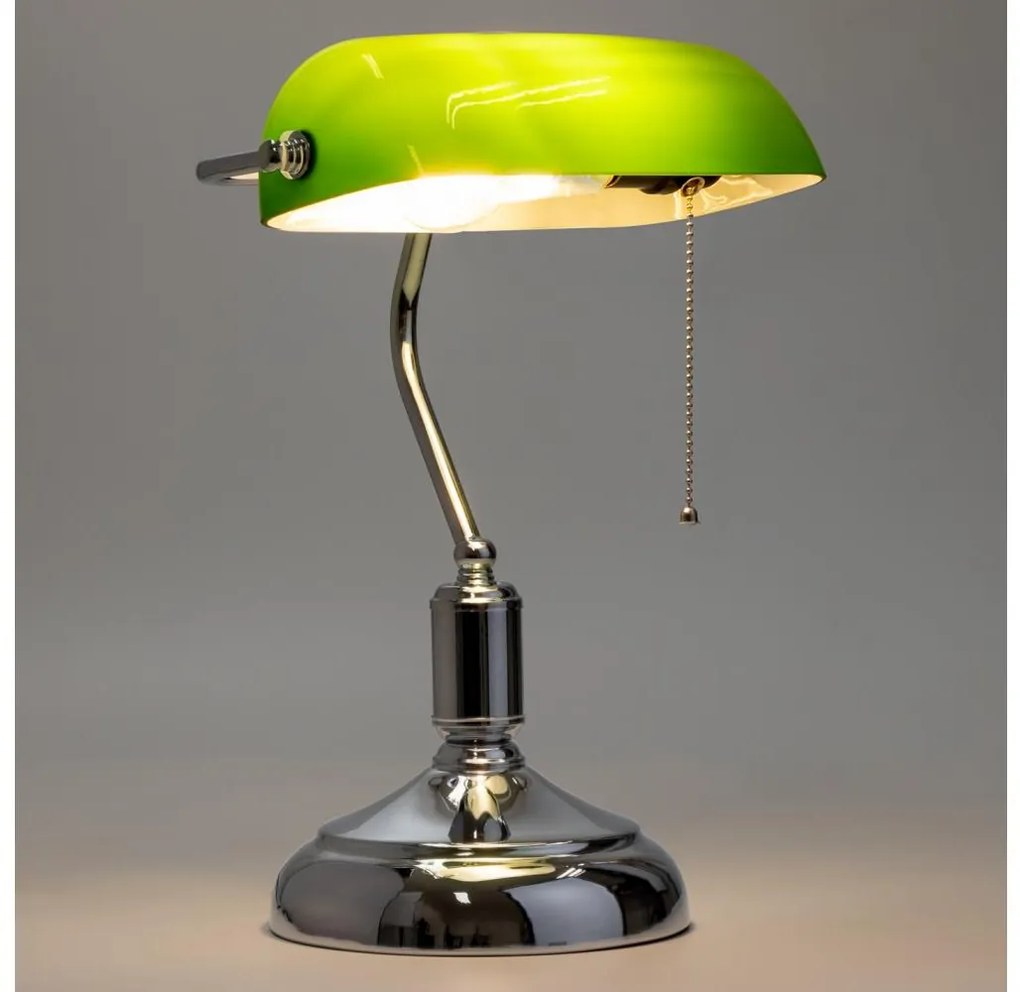 Brilagi - Lampada da tavolo BANK OFFICE 1xE27/60W/230V cromo lucido/verde