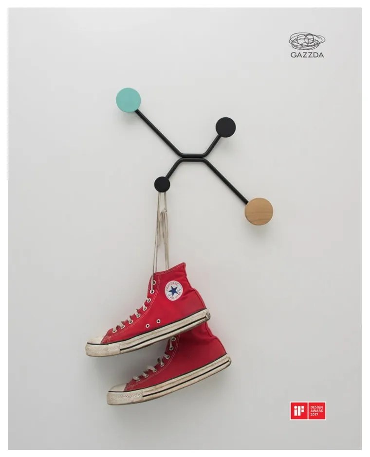 Appendiabiti da parete nero con dettaglio verde menta Hook - Gazzda