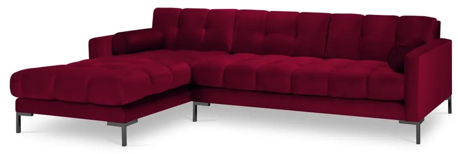 Divano angolare in velluto rosso, angolo sinistro Bali - Cosmopolitan Design