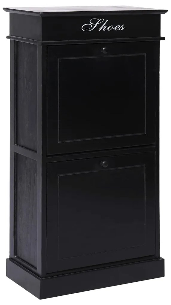 Scarpiera Nera 50x28x98 Cm İn Legno Di Paulownia /