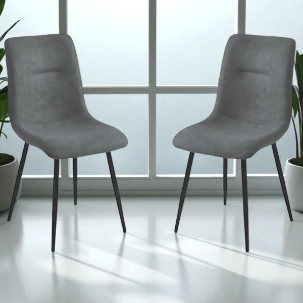 Sedia da pranzo in tessuto Grigio Scuro gambe metallo Nero - MANDY 2 sedie