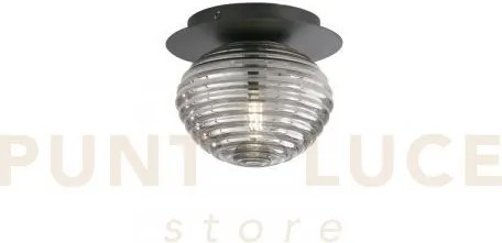 Plafoniera ripple nera 1 luce attacco e27 20x20x17cm in vetro soffi...