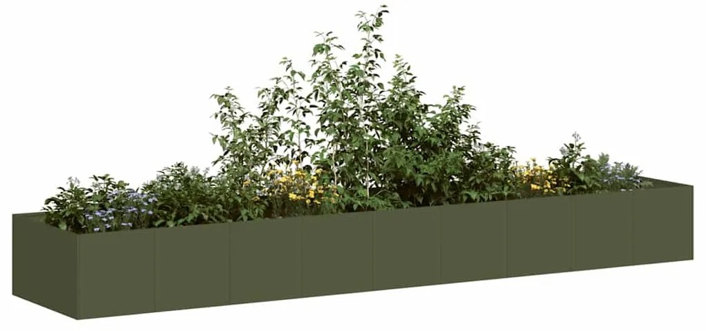 Fioriera Verde Oliva 360x80x40 Cm İn Acciaio /