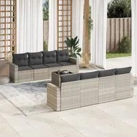 Set Divano da Giardino 9pz con Cuscini Grigio Chiaro Polyrattan 3251089