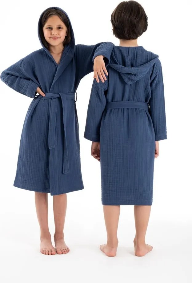Accappatoio per bambini blu scuro in mussola 5-6 anni Muslin – Foutastic