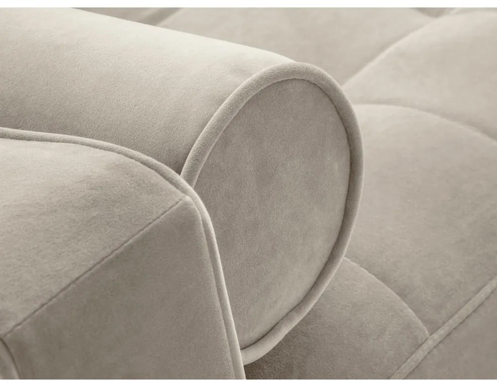 Divano letto angolare in velluto beige, angolo sinistro Santo - Milo Casa