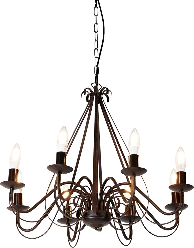 Lampadario intelligente ruggine marrone 8 luci incl. Wifi B35 - Giuseppe