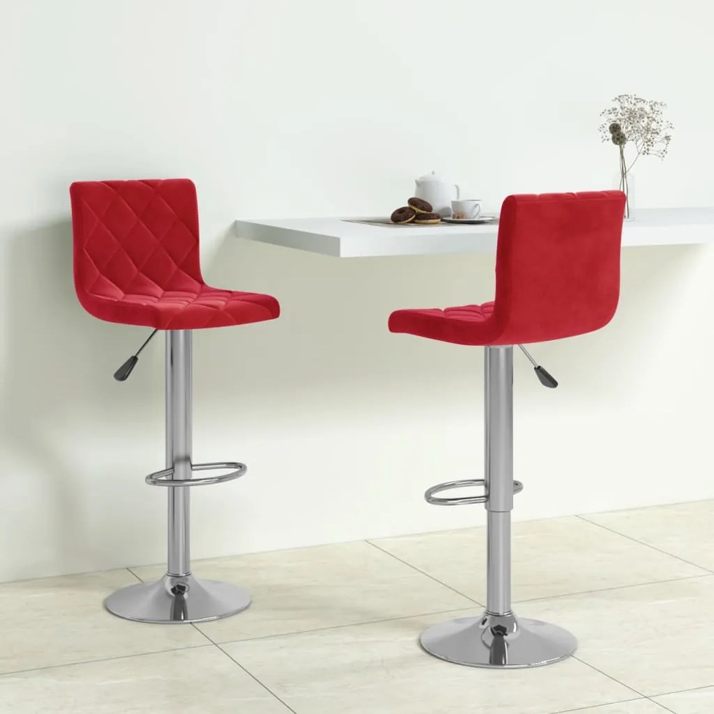 Sgabelli Da Bar 2 Pz Rosso Vino İn Velluto /