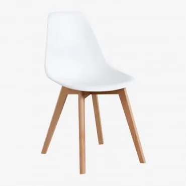 Sedia Da Pranzo In Polipropilene E Legno Di Faggio Scand Nordic Bianco - Sklum