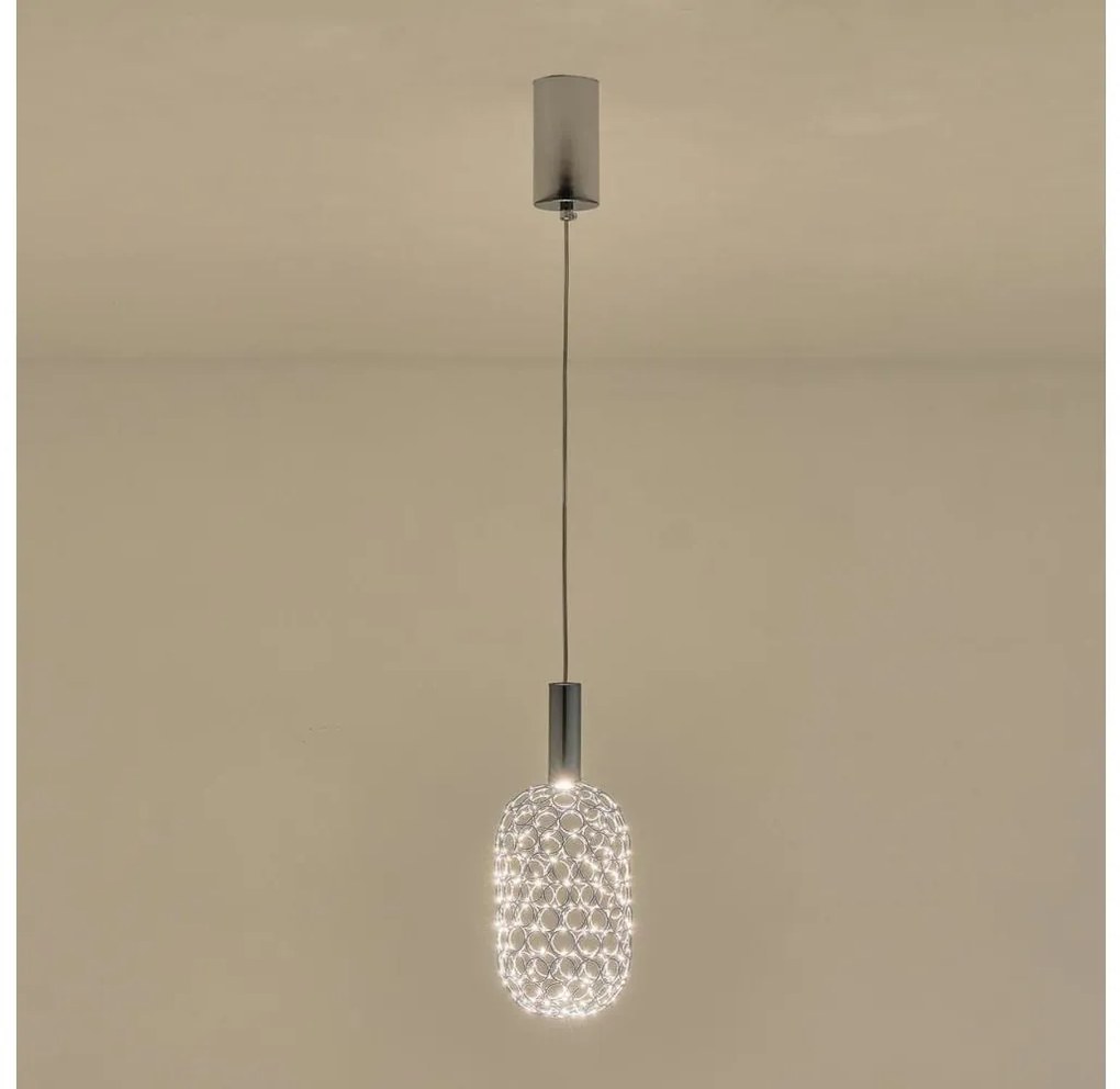 Lampadario LED a sospensione con filo PERFORATO LED/6,3W/230V 3000K cromo lucido diametro 13 cm
