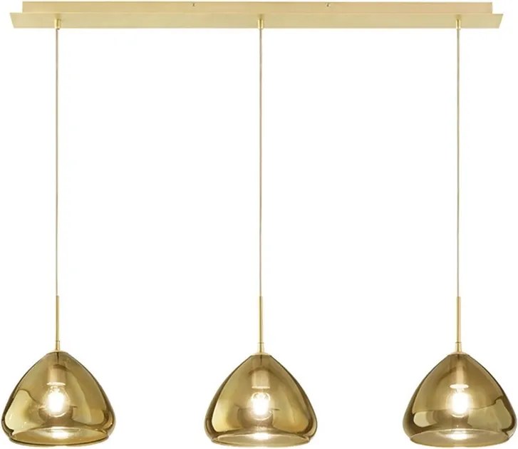 Lampadario Glamour Glow ottone paralume ambrato 3x E27 LA MIA LUCE