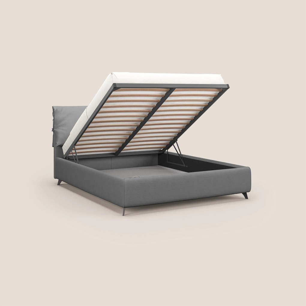 Susan letto imbottito contenitore completamente sfoderabile in microfibra smacchiabile T11 grigio