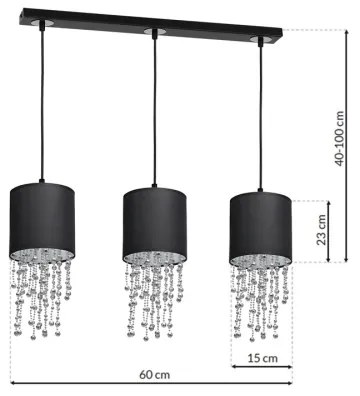 Lampadario a sospensione con filo ALMERIA 3xE27/60W/230V