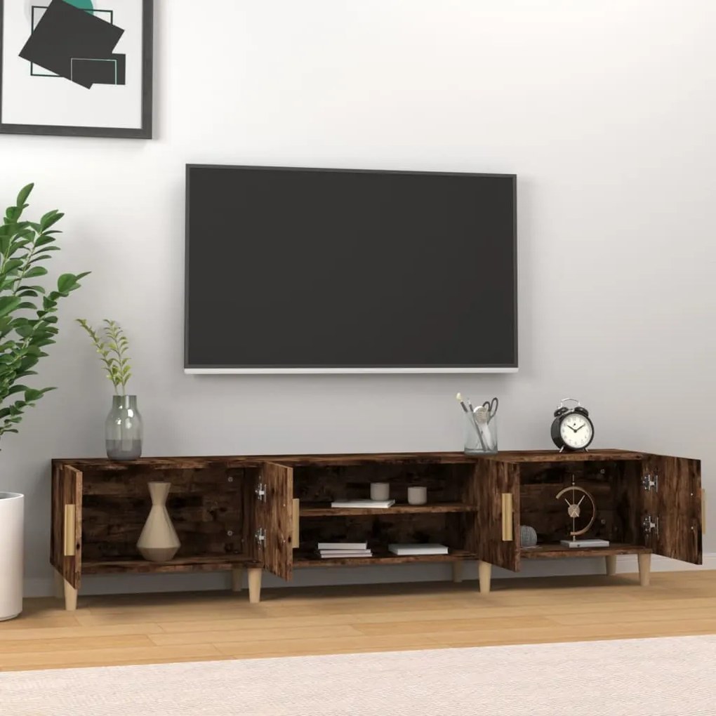 Mobile tv rovere fumo 180x31,5x40 cm in legno multistrato