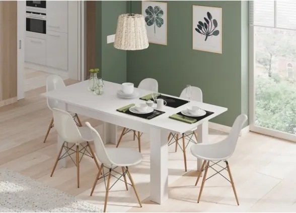 Tavolo Allungabile Da Pranzo Rettangolare 140-190x90 cm Kendra Bianco Artik Opaco