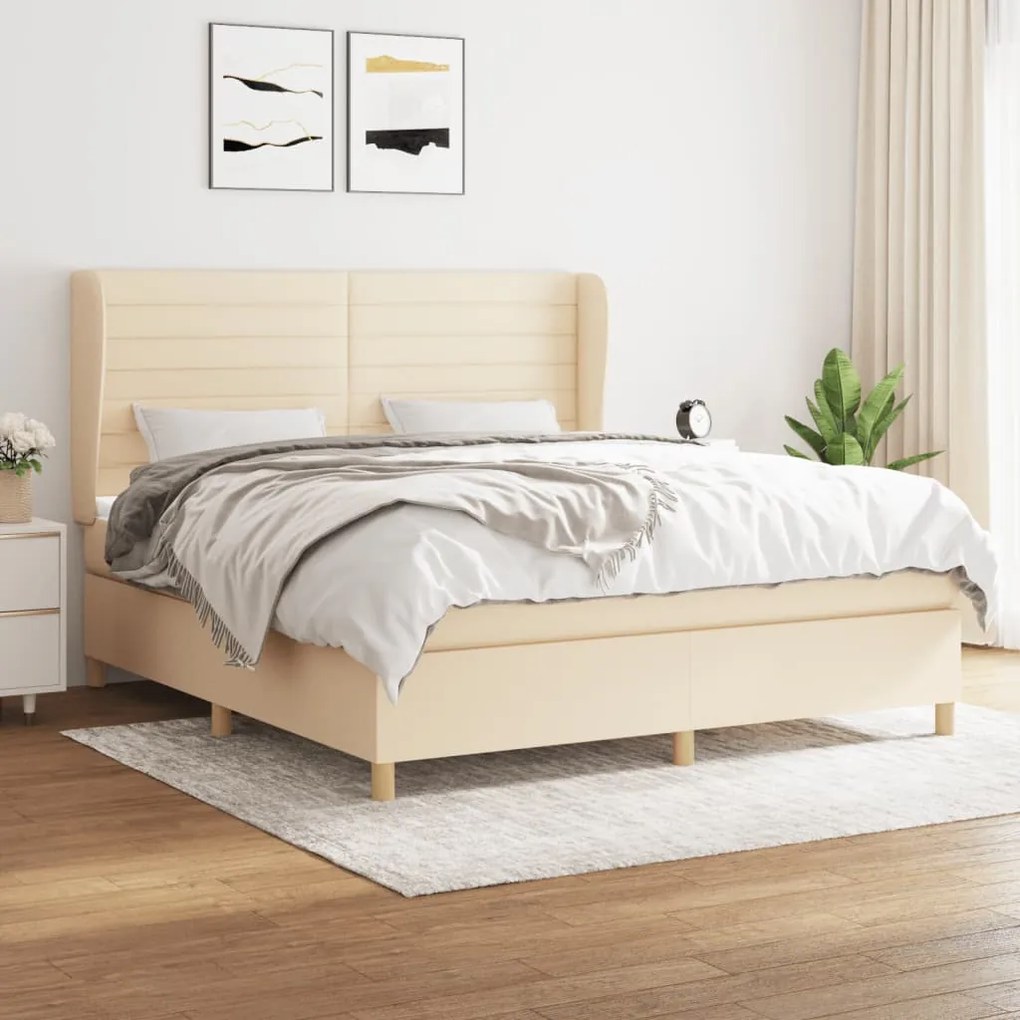 Giroletto A Molle Con Materasso Crema 160x200 Cm İn Tessuto /