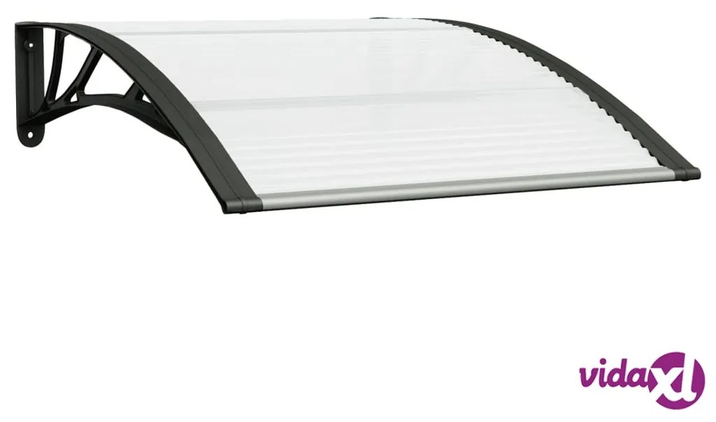 vidaXL Tettoia per Porta Nera e Trasparente 100x80 cm in Policarbonato