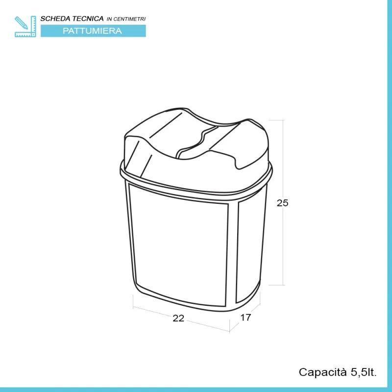 Cestino spazzatura in plastica tortora con doppio coperchio basculante 5 lt