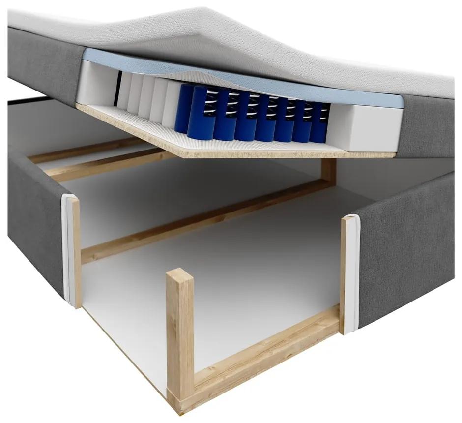 Letto boxspring grigio con contenitore 160x200 cm Afra - Mazzini Beds