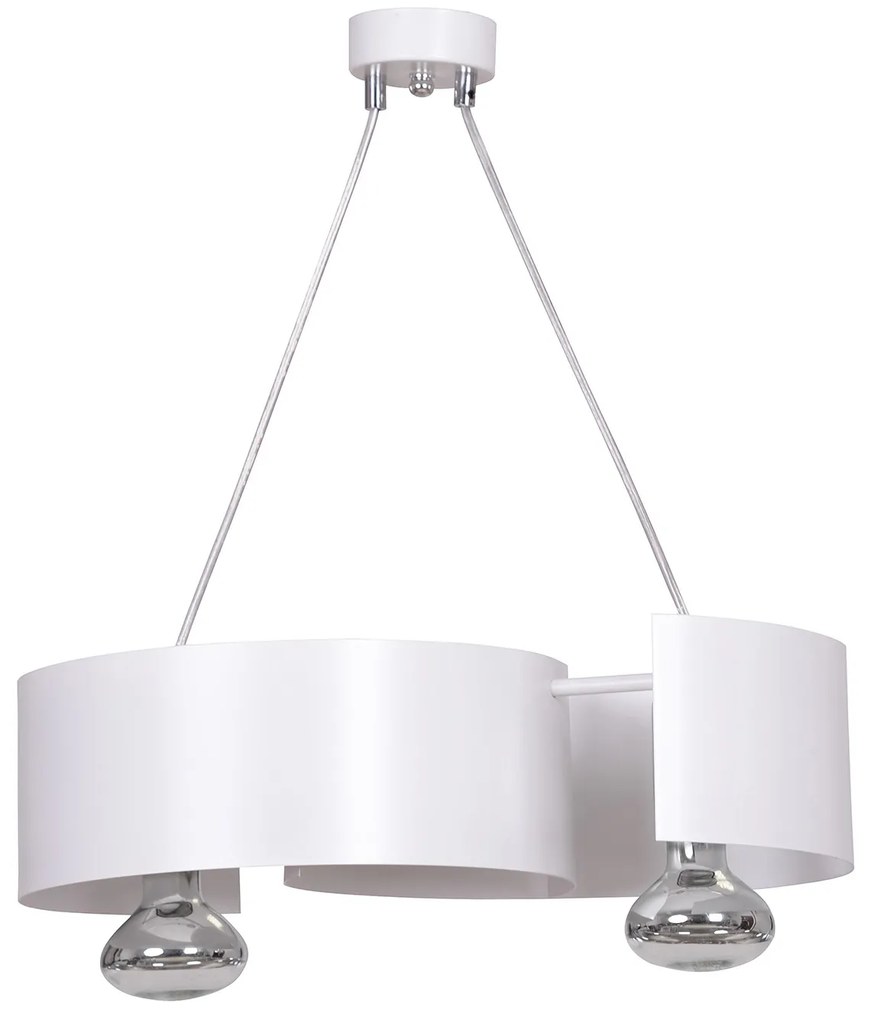 Lampadario Moderno 2 Luci Houyi In Acciao Bianco E Cromo