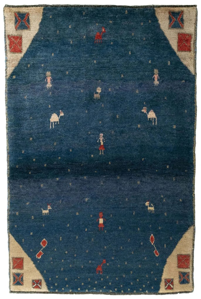 Gabbeh Tappeto persiano 110x160 Blu (Iran) Annodato A Mano