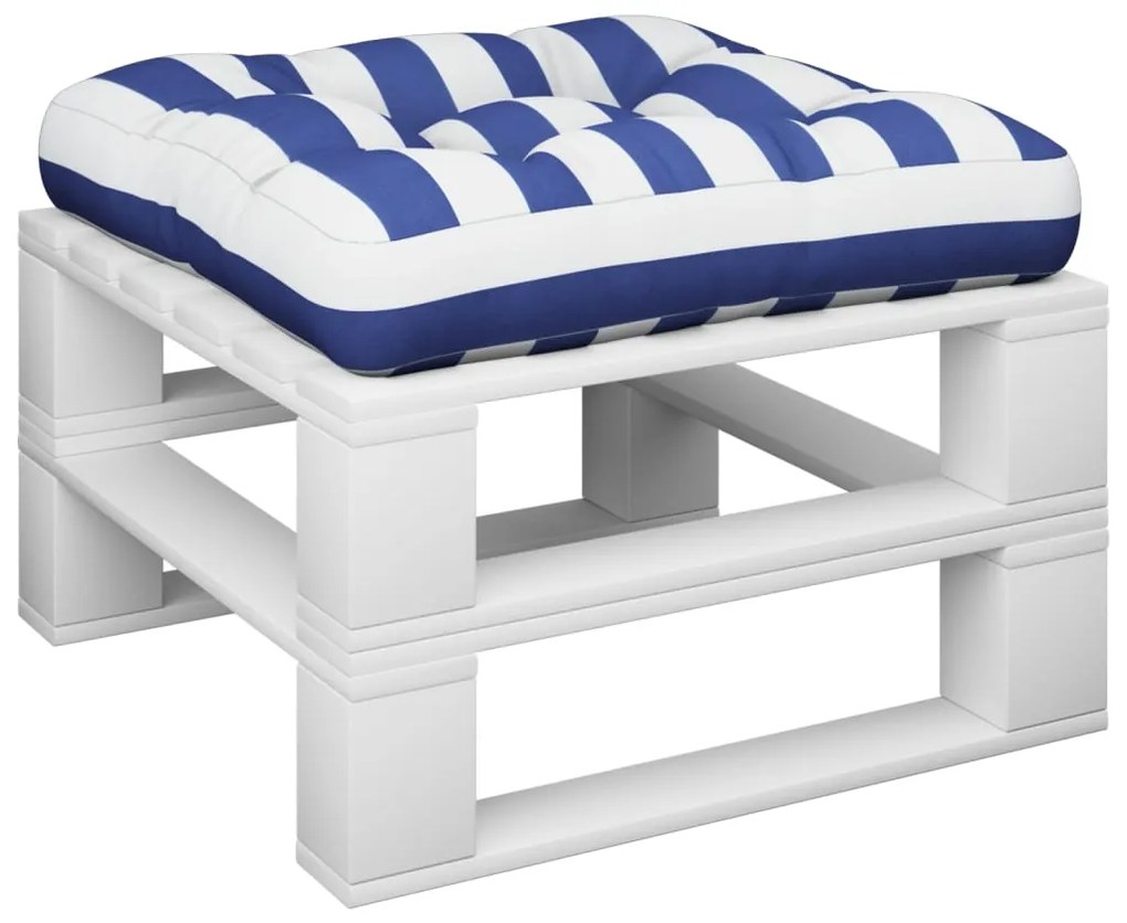 Cuscino per Pallet Strisce Bianche e Blu 50x50x12 cm in Tessuto