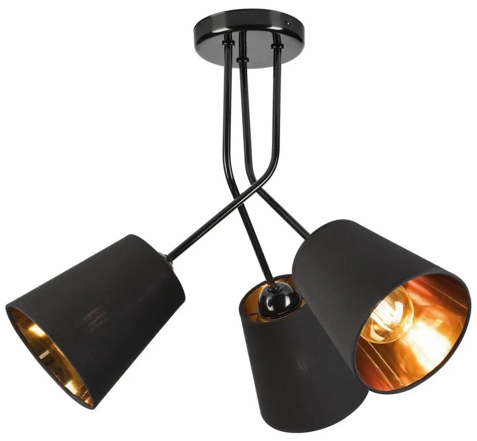 Lampadario a sospensione con supporto rigido IRMA 3xE27/15W/230V nero