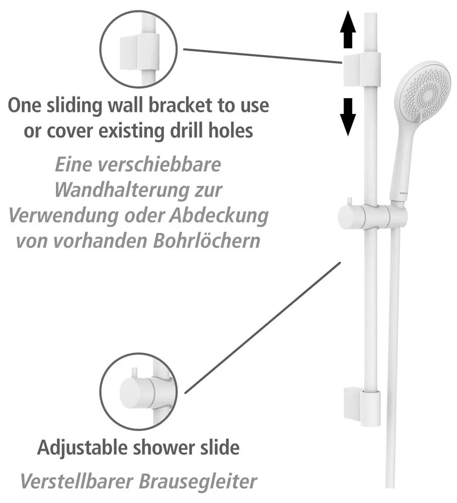 Set doccia bianco in acciaio inox 70 cm Watersaving - Wenko