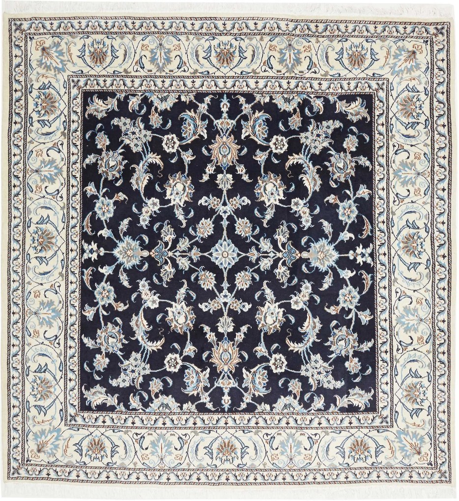 Nain Tappeto persiano 200 x 200 Blu (Iran) Annodato A Mano