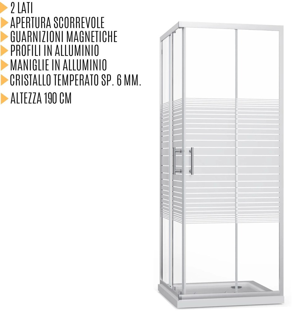 Box doccia 80x80 scorrevole cristallo serigrafato 6mm - Katariina
